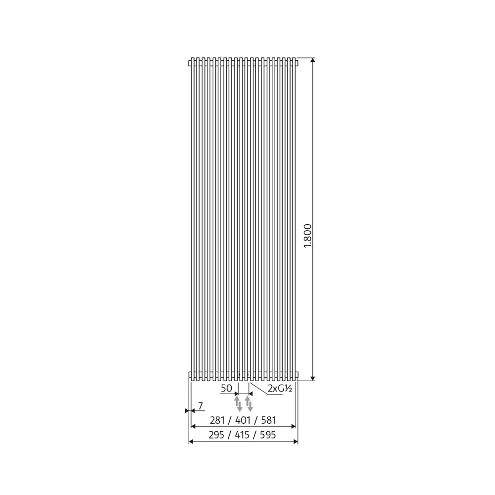 HSK Sky Vertikal Design Rippen Heizkörper 1800 x 595 mm-bahama-beige
