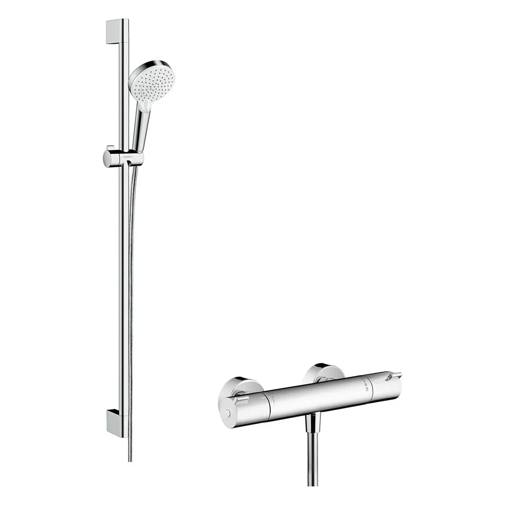hansgrohe Brauseset Crometta Vario Ecostat 1001 CL Unica 900mm weiss-chrom hansgrohe Brauseset Crometta Vario Ecostat 1001 CL Unica 900mm weiss-chrom