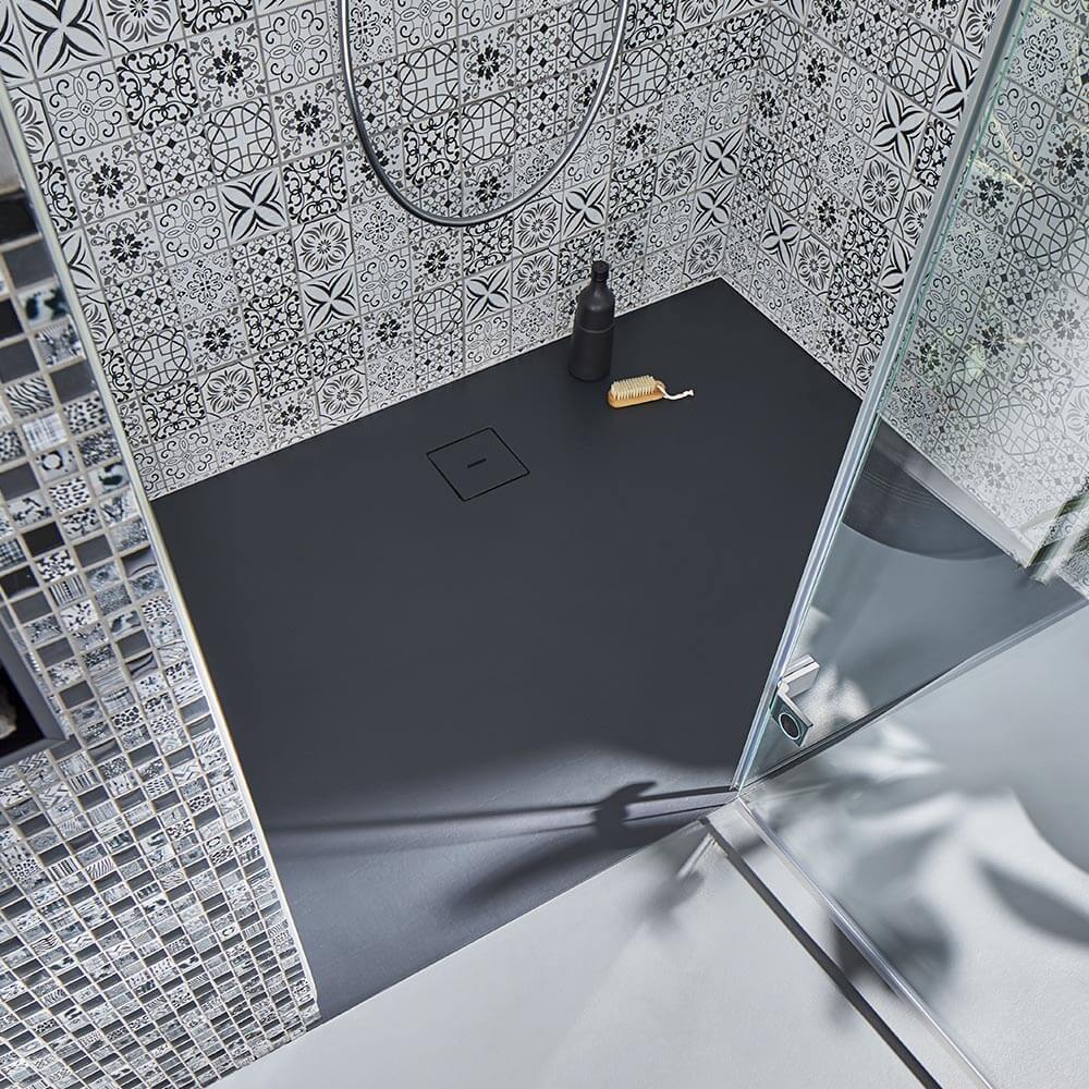HSK Marmor-Polymer Quadrat Duschwanne Steinoptik- 120 x 120 cm-Anthrazit-ohne AntiSlip-Beschichtung HSK Marmor-Polymer Quadrat Duschwanne Steinoptik- 120 x 120 cm-Anthrazit-ohne AntiSlip-Beschichtung