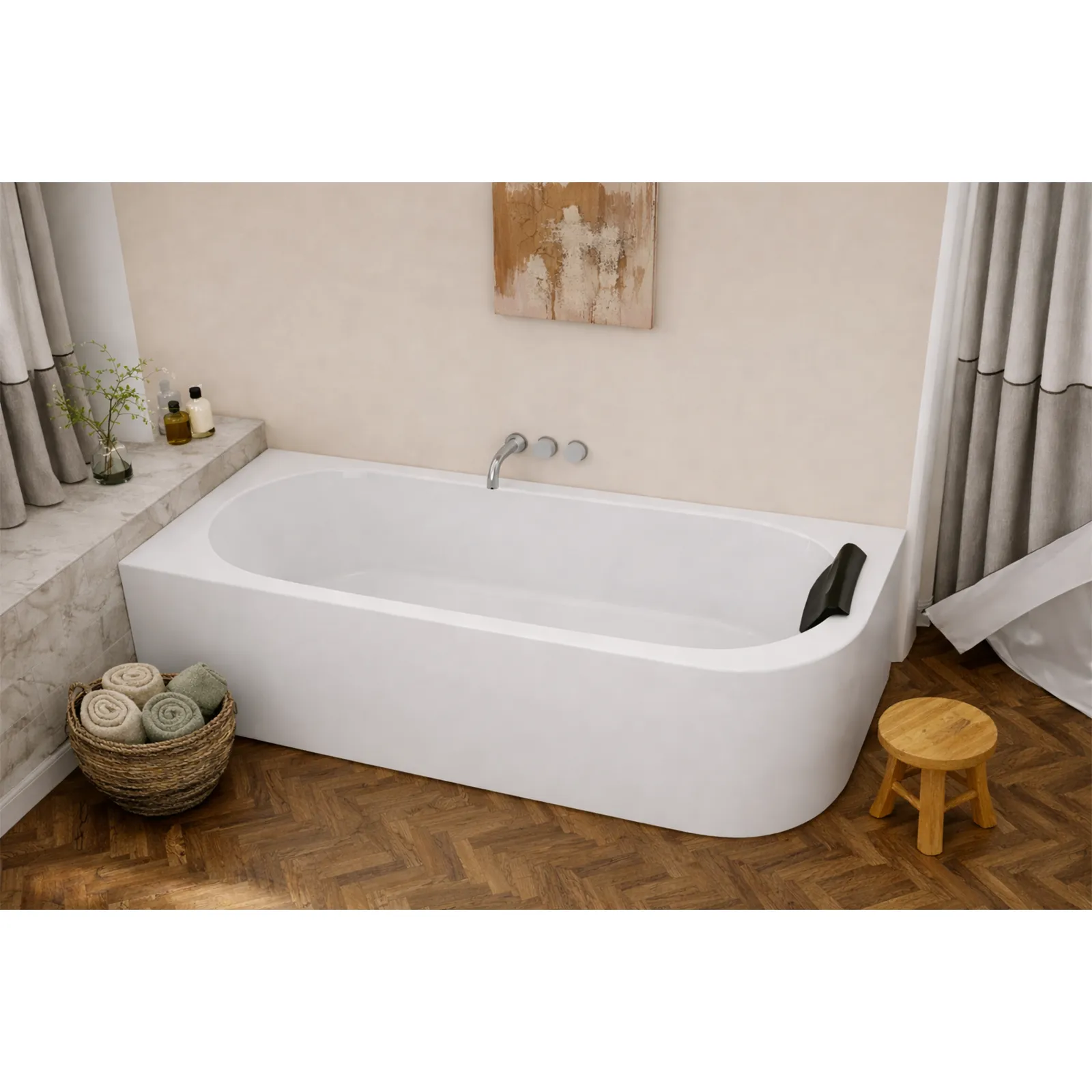 Schröder Eck-Vorwandbadewanne Charly VL-Weiß- 180 x 80 x 46/60 cm