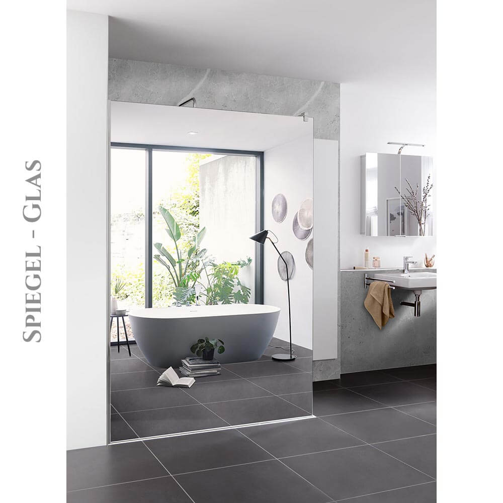 HSK Walk In Easy Comfort Duschabtrennung - Frontelement 900 mm-Alu Silber-matt-Spiegel-ohne Beschichtung HSK Walk In Easy Frontelement-Duschabtrennung 1600 mm-Chromoptik-Spiegel-mit Edelglasbeschichtung