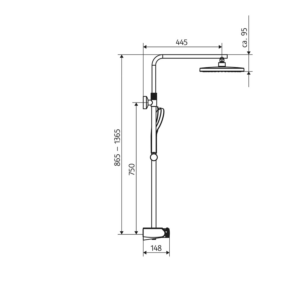 HSK Duschsystem AquaX Pro 200 Thermostat mit Ablage-Kopfbrause flach ø 250 mm-Gunmetal gebürstet