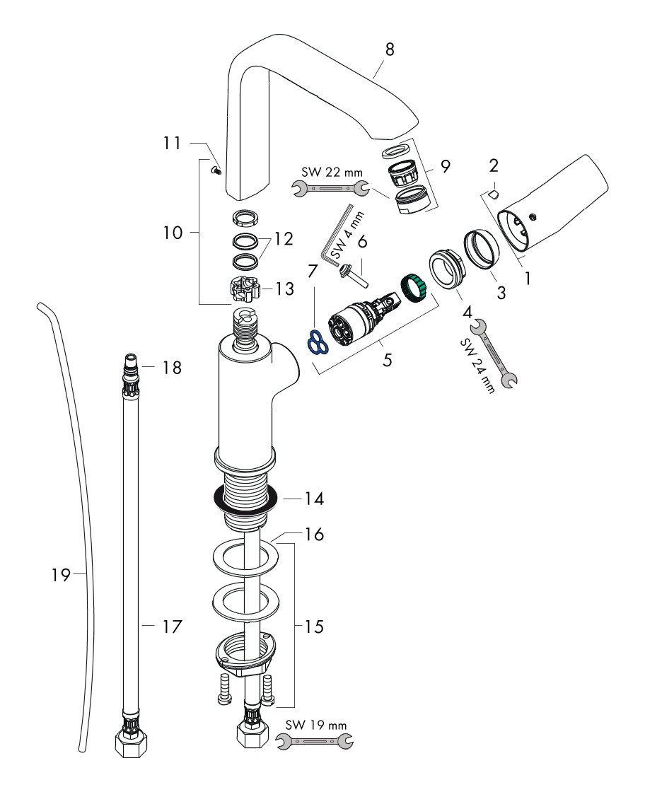 Hansgrohe Waschtischmischer 230 Metris Schwenkauslauf Hansgrohe Waschtischmischer 230 Metris Schwenkauslauf