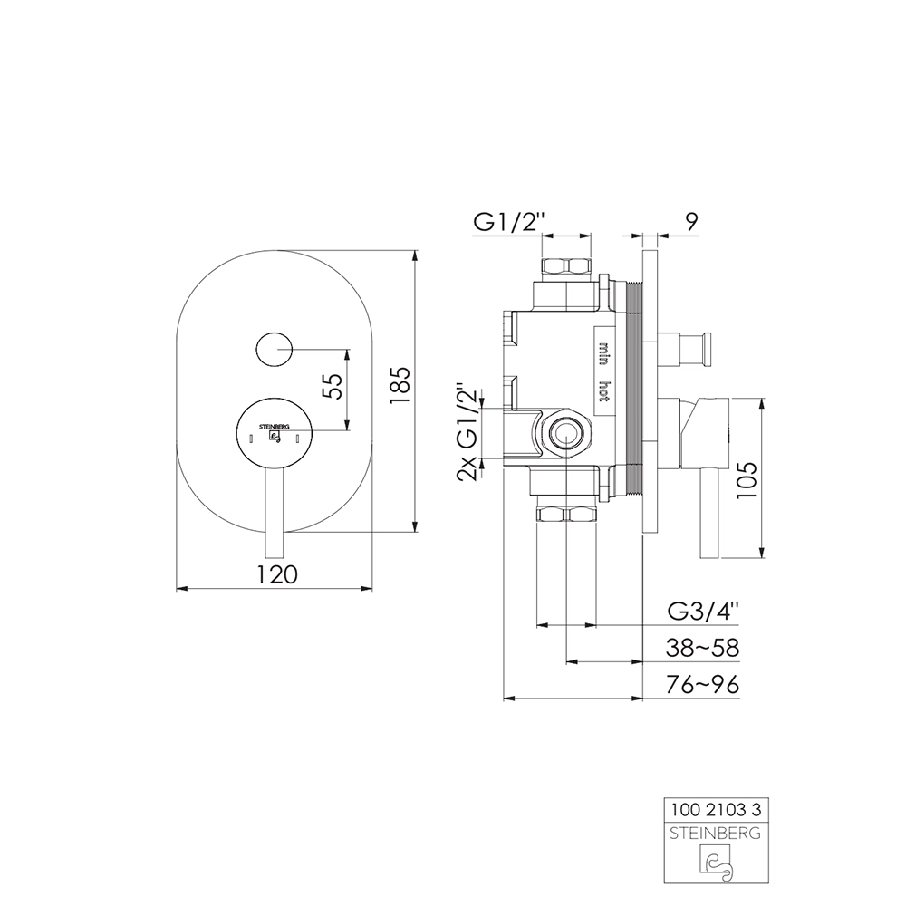 Steinberg Serie 100 Wannen- Brausemischer Brushed Gold Steinberg Serie 100 Wannen- Brausemischer Brushed Gold