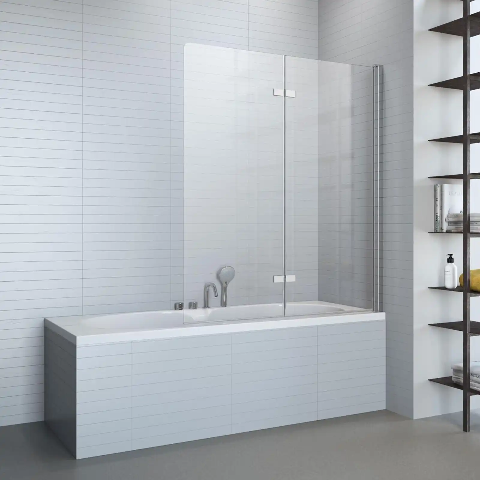 GEO maw Flex 2-tlg Badewannen-Faltwand 120×140 cm – Klarglas, Chrom