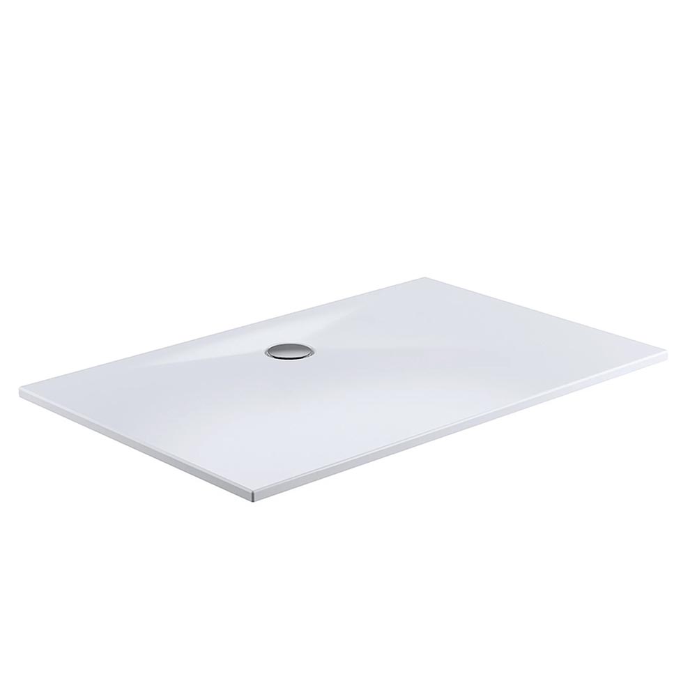 HSK Marmor-Polymer Rechteeck Duschwanne-plan-Weiß-80 x 120 cm-ohne Aquaproof-Dichtset-ohne AntiSlip-Beschichtung