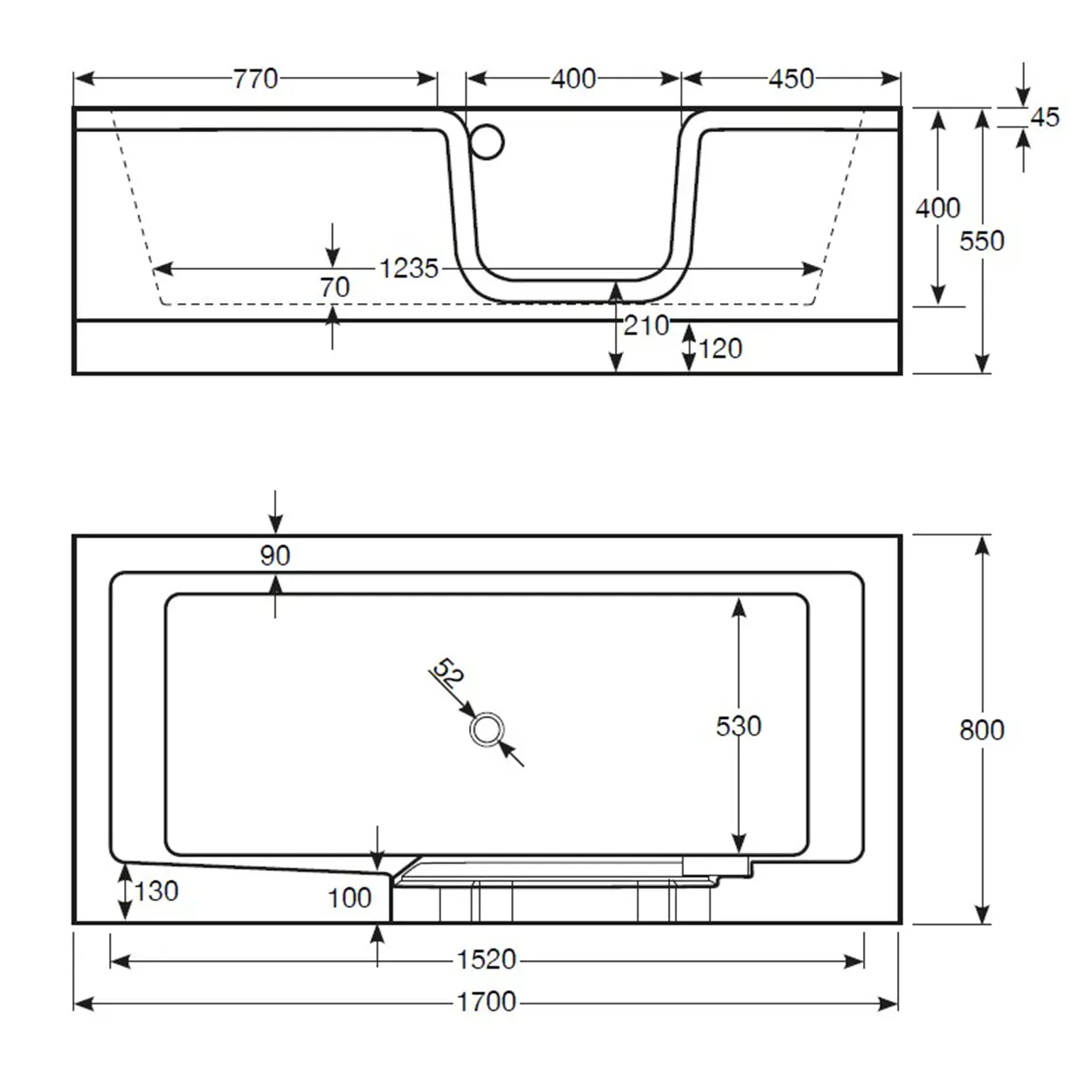 CSW Puerta Badewanne mit Tür-Schürze vormontiert rechts CSW Puerta Badewanne mit Tür-Schürze vormontiert links