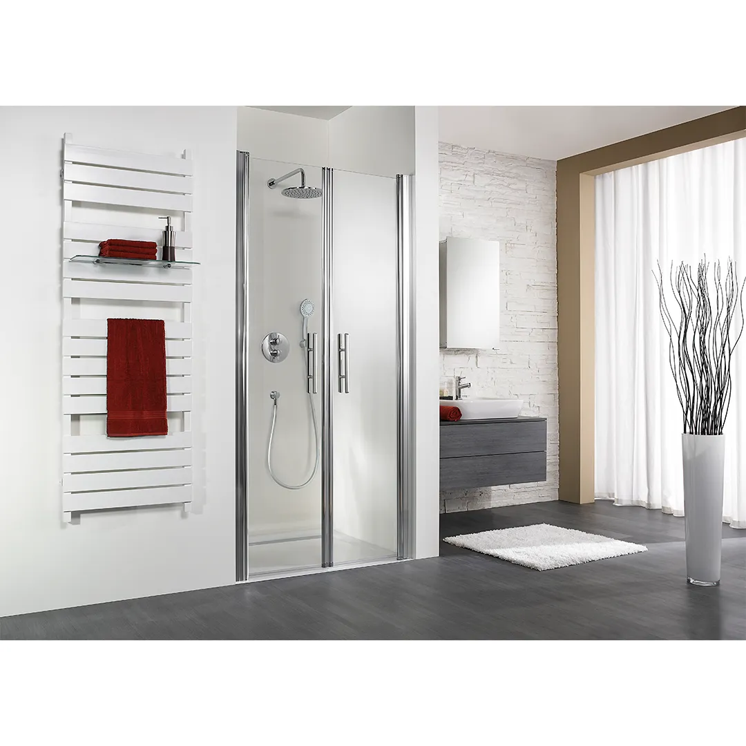 HSK EXKLUSIV Duschtür Nische 75x200cm Weiß-Linea 02-Stabgriff