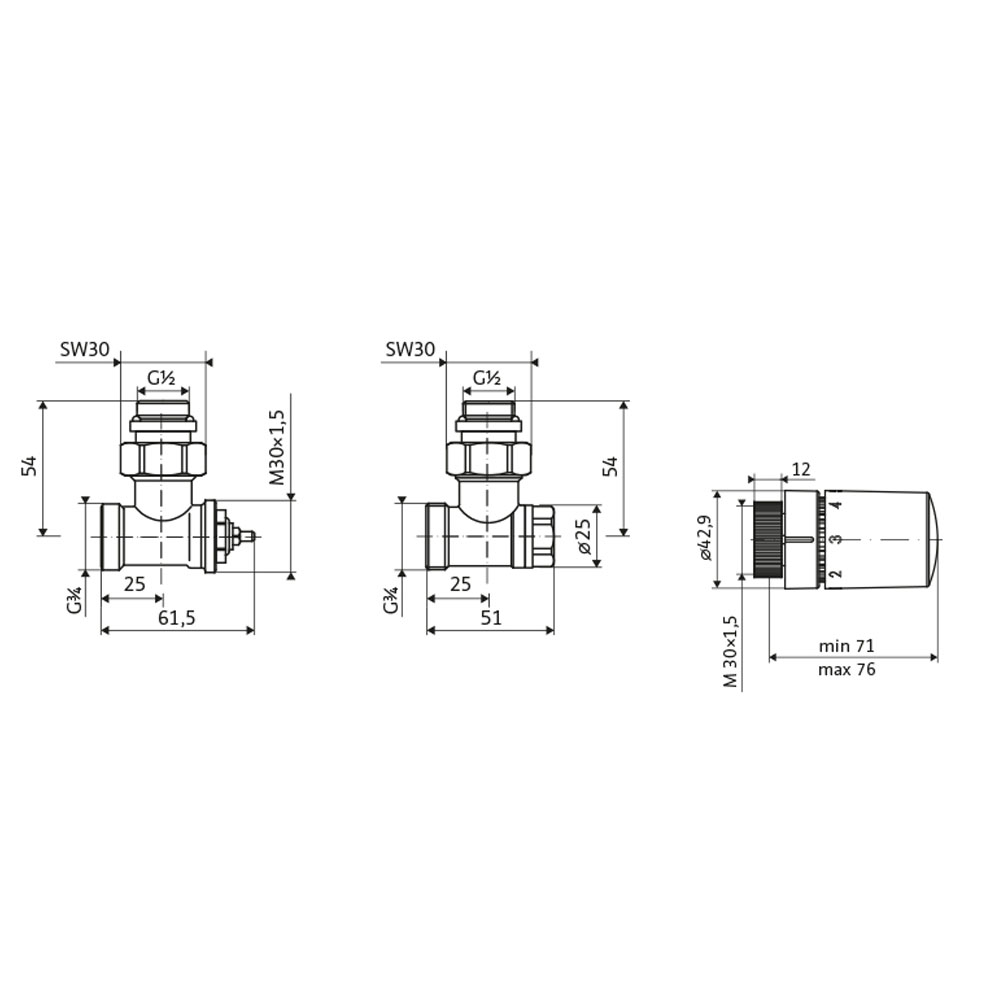HSK Anschlussset Heizkörper Ventilset Chrom - Eckform HSK Anschlussset Heizkörper Ventilset Chrom - Eckform
