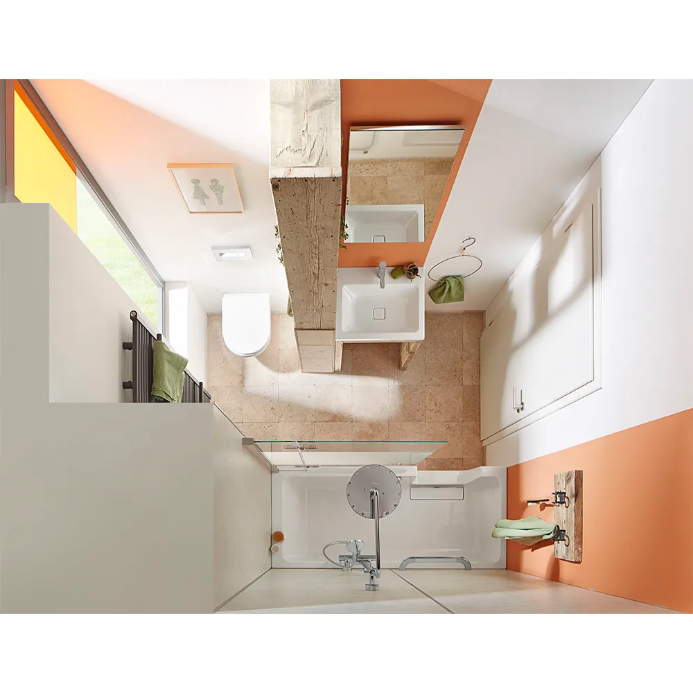 HSK Dobla Dusch-Badewanne inkl. Montagerahmen mit Türeinsatz 170x75 cm Links mit Frontschürze 