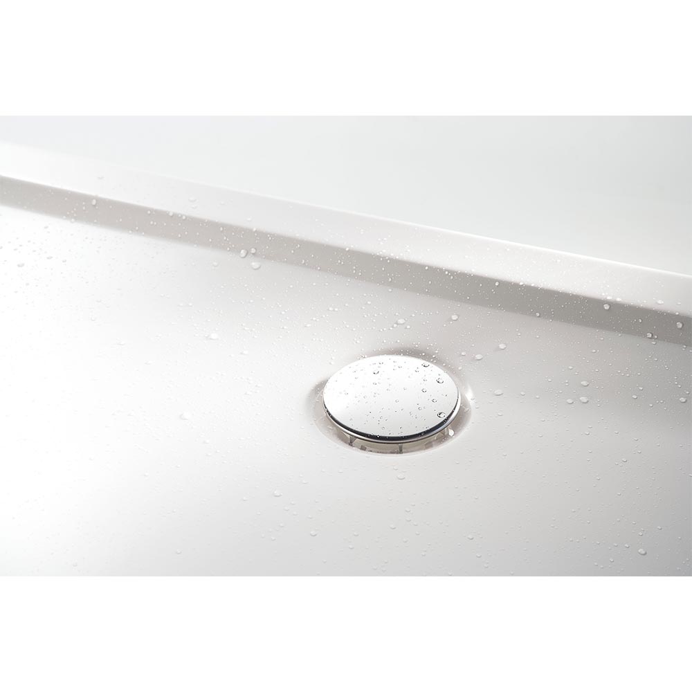 HSK Marmor-Polymer Rechteck Duschwanne-superflach-Weiß-80 × 100 cm-mit Aquaproof-Dichtset-ohne AntiSlip-Beschichtung