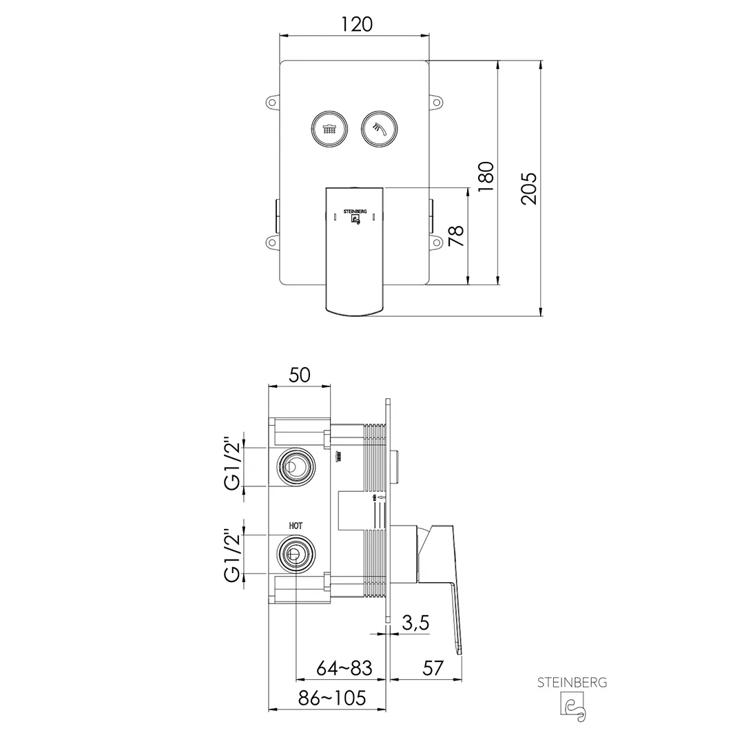 Steinberg Serie 342 Dusch-Badewannen Einhebelmischer Chrom Steinberg Serie 342 Dusch-Badewannen Einhebelmischer Chrom