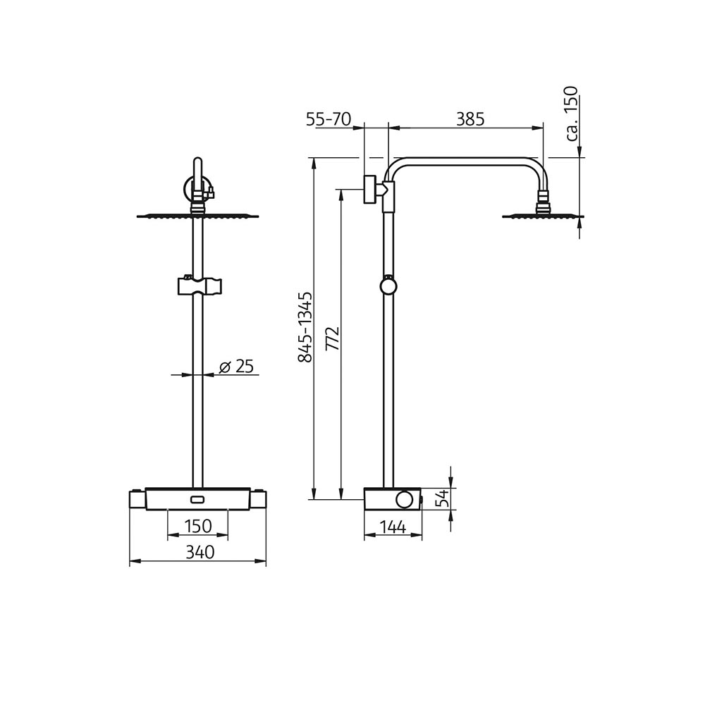 HSK RS AquaSwitch Softcube Thermostat Duschsystem weiß-300 × 200 × 2 mm superflach