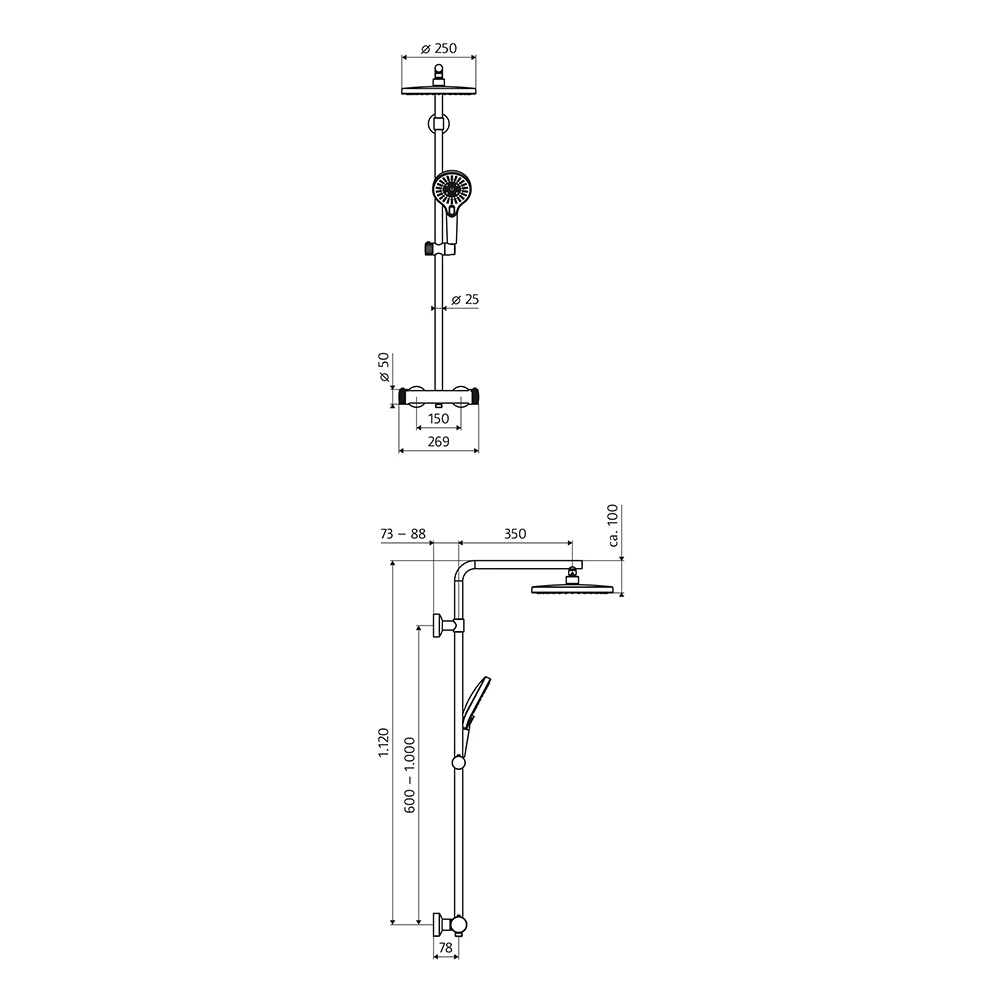 HSK AQUAXPRO 100 Thermostat Duschsystem Chrom HSK AQUAXPRO 100 Thermostat Duschsystem Chrom