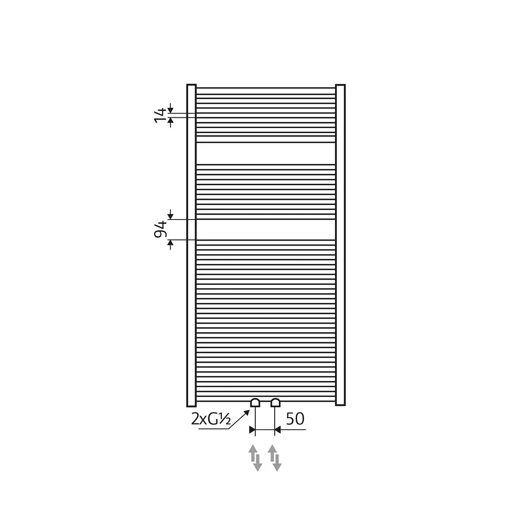 HSK Line Badheizkörper mit Mittelanschluss 1775 x 750 mm-anthrazit
