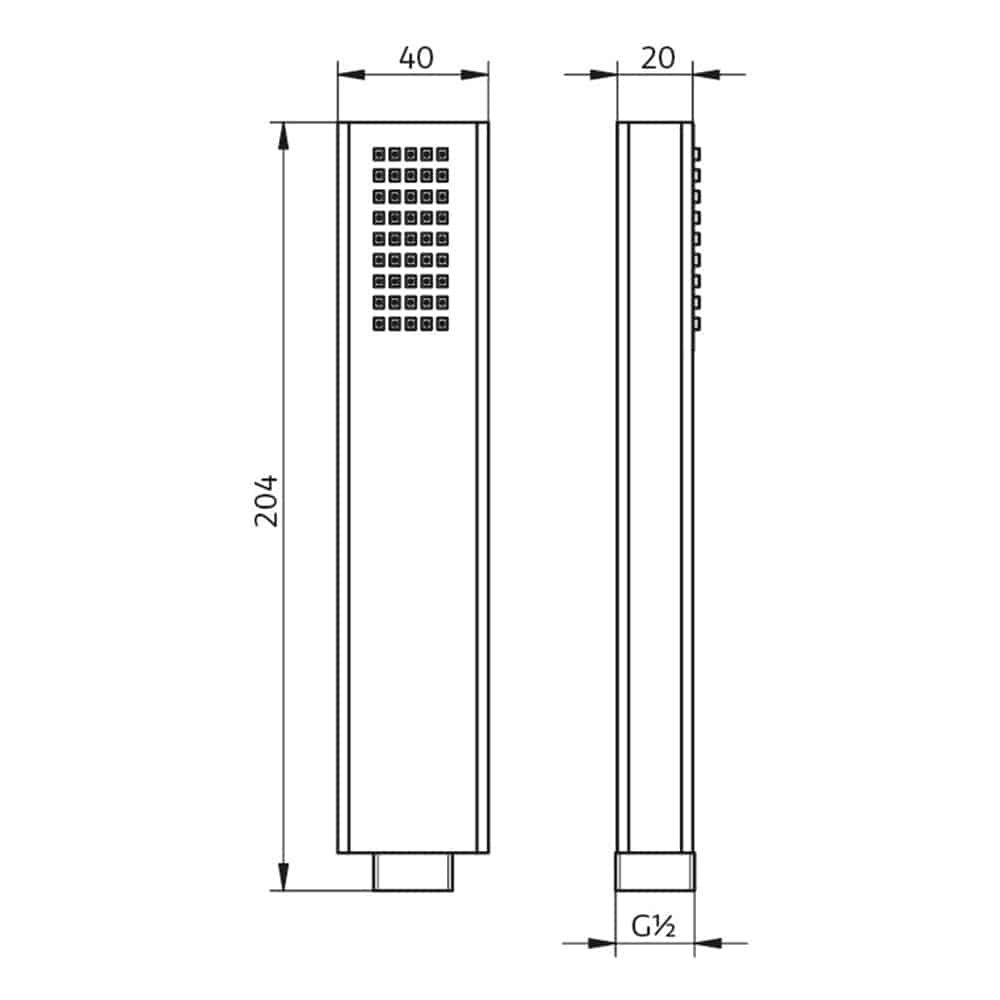 HSK Designhandbrause Eckig ohne Brauseschlauch