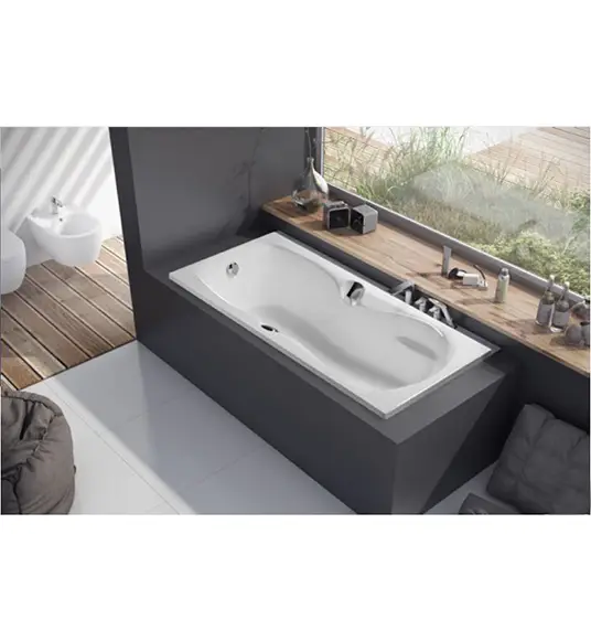 CSW Badewanne Espoo mit Griffen 180x80cm inkl. Wannenfüße Universal FIX und Ablaufgarnitur
