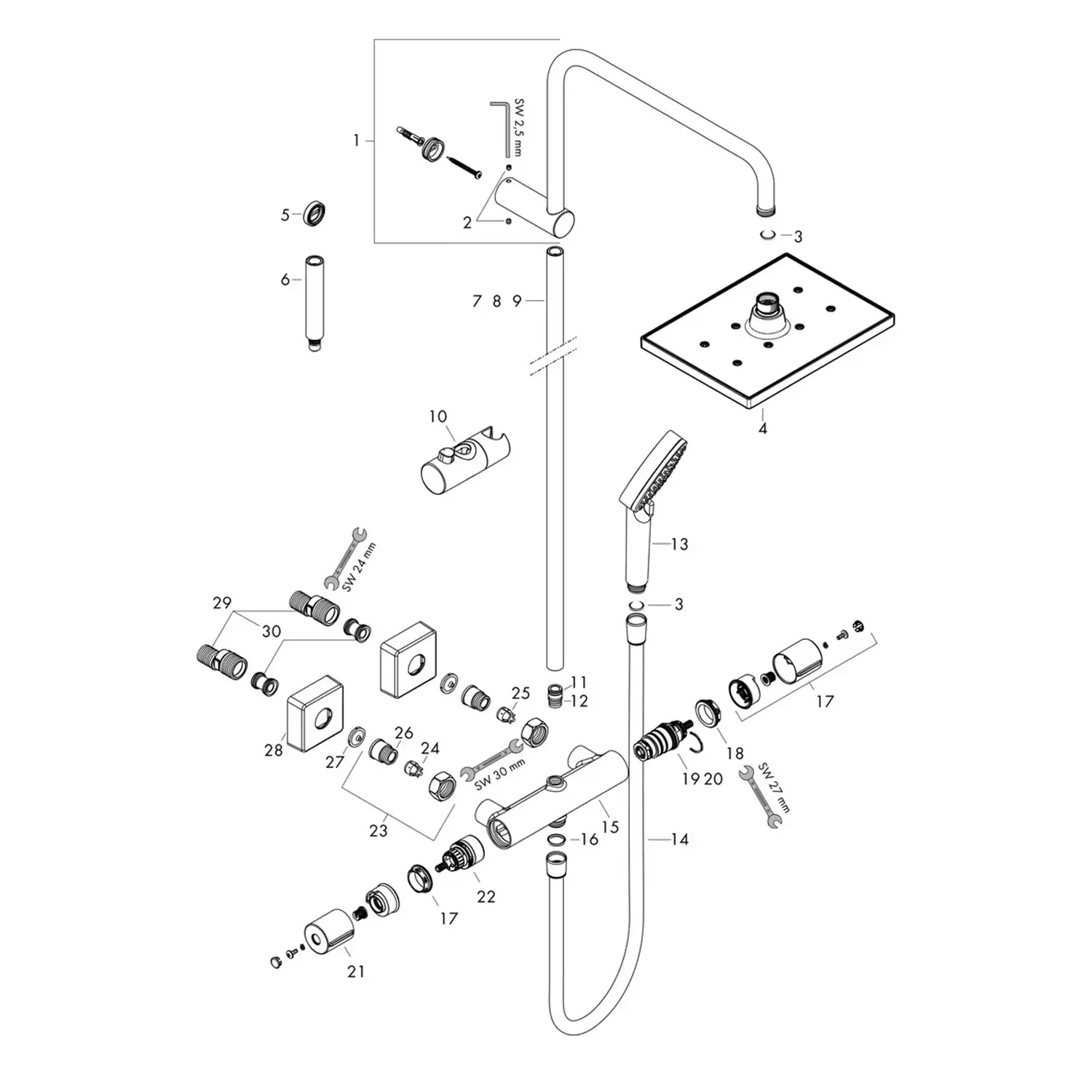 Hansgrohe Vernis Shape 230 Regendusche Showerpipe mit Thermostat Chrom Hansgrohe Vernis Shape 230 Regendusche Showerpipe mit Thermostat Chrom