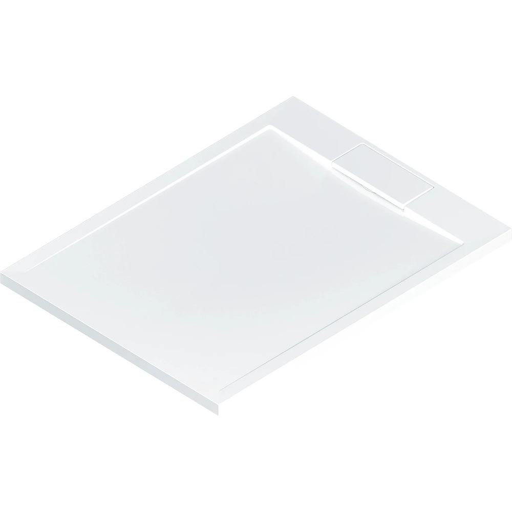 Marmor-Polymer Duschwanne superflach mit Randablauf-Rechteck-90 x 120 cm-mit AntiSlip-Beschichtung-mit Aquaproof-Dichtset
