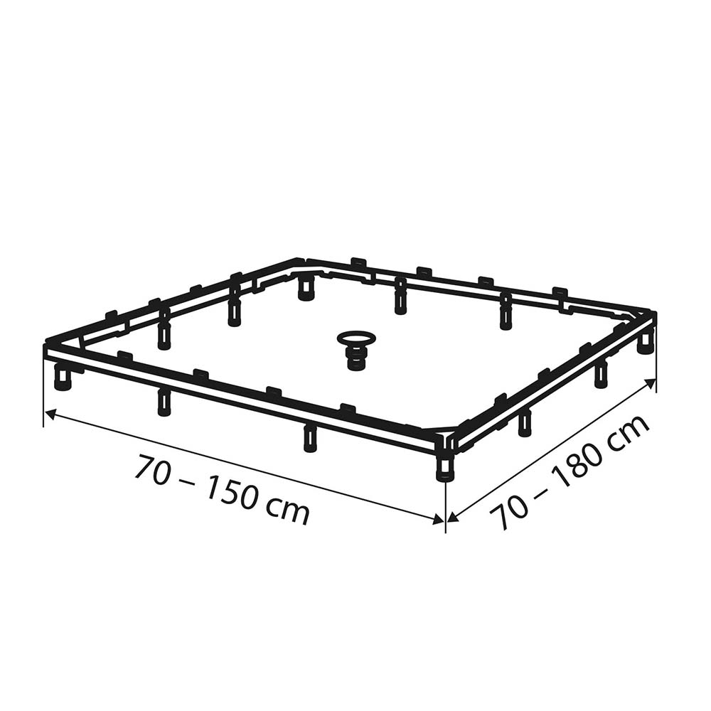 HSK Montagerahmen für Acryl- oder Marmor-Polymer Duschwannen, H 12-17 cm ohne Aquaproof-Dichtset