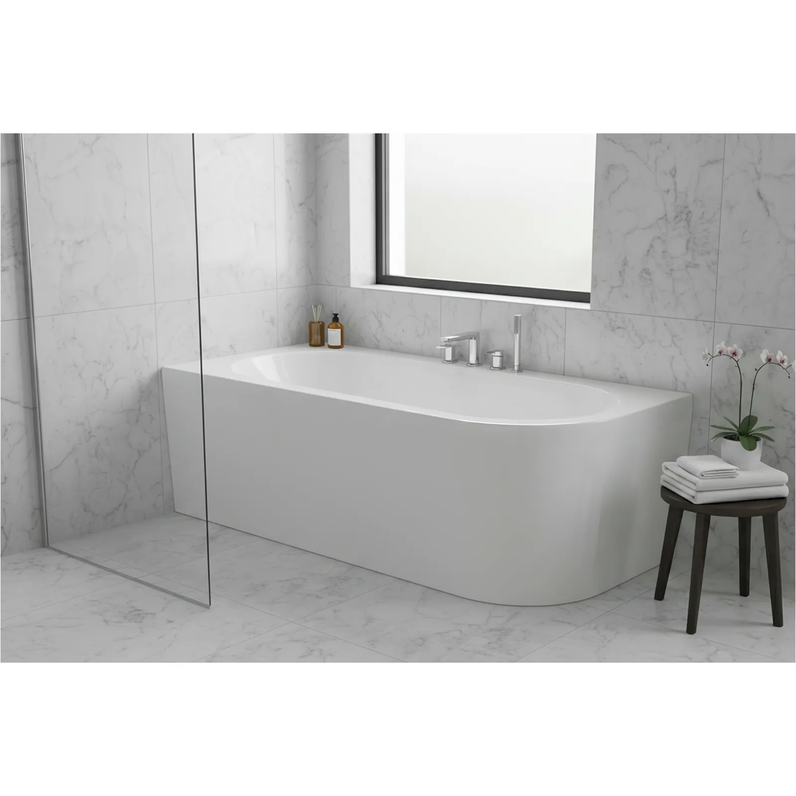 Schröder Eck-Vorwandbadewanne Charly VL-Weiß- 180 x 80 x 46/60 cm