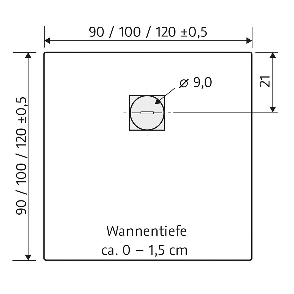 HSK Marmor-Polymer Quadrat Duschwanne Steinoptik- 120 x 120 cm-Weiß-mit AntiSlip-Beschichtung
