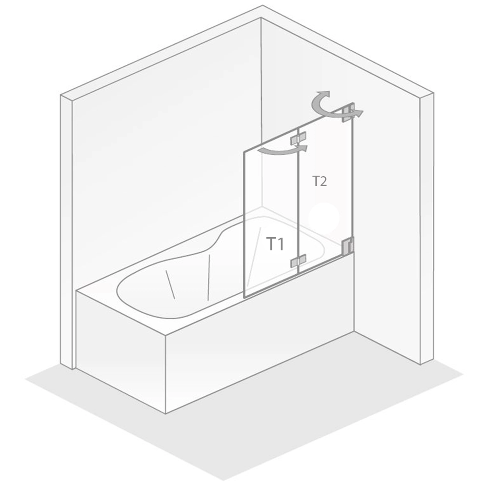 HSK K2.83 Drehfalttür Badewannenaufsatz pendelbar Rechtsanschlag-Mattierung mittig-mit Edelglasbeschichtung