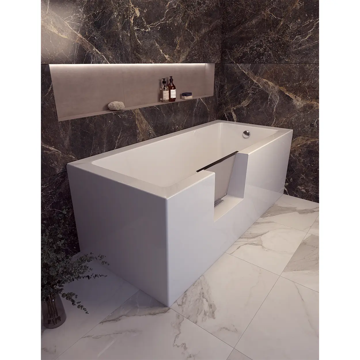 Uppsala Easy Badewanne 180x80x49 cm Badewanne-Tür links