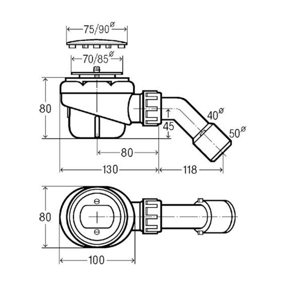 Viega Ablaufgarnitur Domoplex mit 45°-Ablaufbogen - ø 52mm Viega Ablaufgarnitur Domoplex mit 45°-Ablaufbogen - ø 52mm