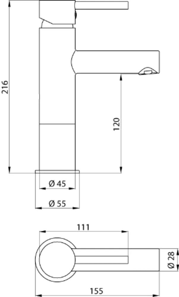 Moderne schwarze Waschtischarmatur inkl. Pop-Up Ventil M-Size