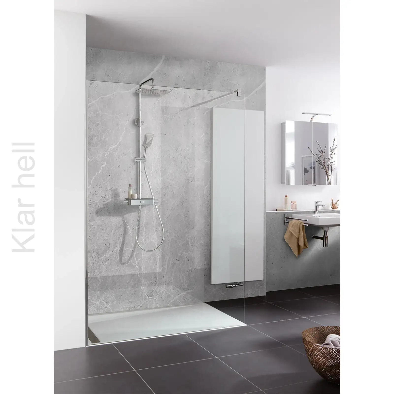 HSK Duschkabine Favorit Nova Drehtür mit verkürzter Seitenwand 90x90 cm-RA-Chrom-optik-Klar hell-mit EGB