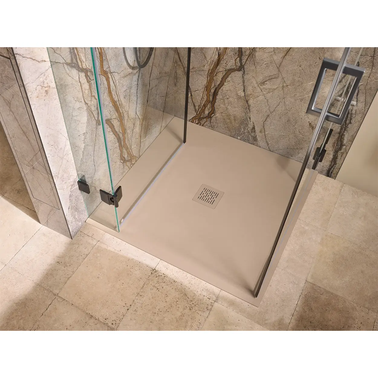 HSK APUNTO Marmor-Polymer Duschwanne 120 x 120 cm arabescato (Designoberfläche)-mit ASB