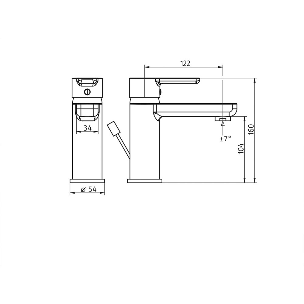 HSK Armaturenlinie Softcube - Waschtisch-Einhebelmischer chrom 11800031 HSK Armaturenlinie Softcube - Waschtisch-Einhebelmischer chrom Skizze