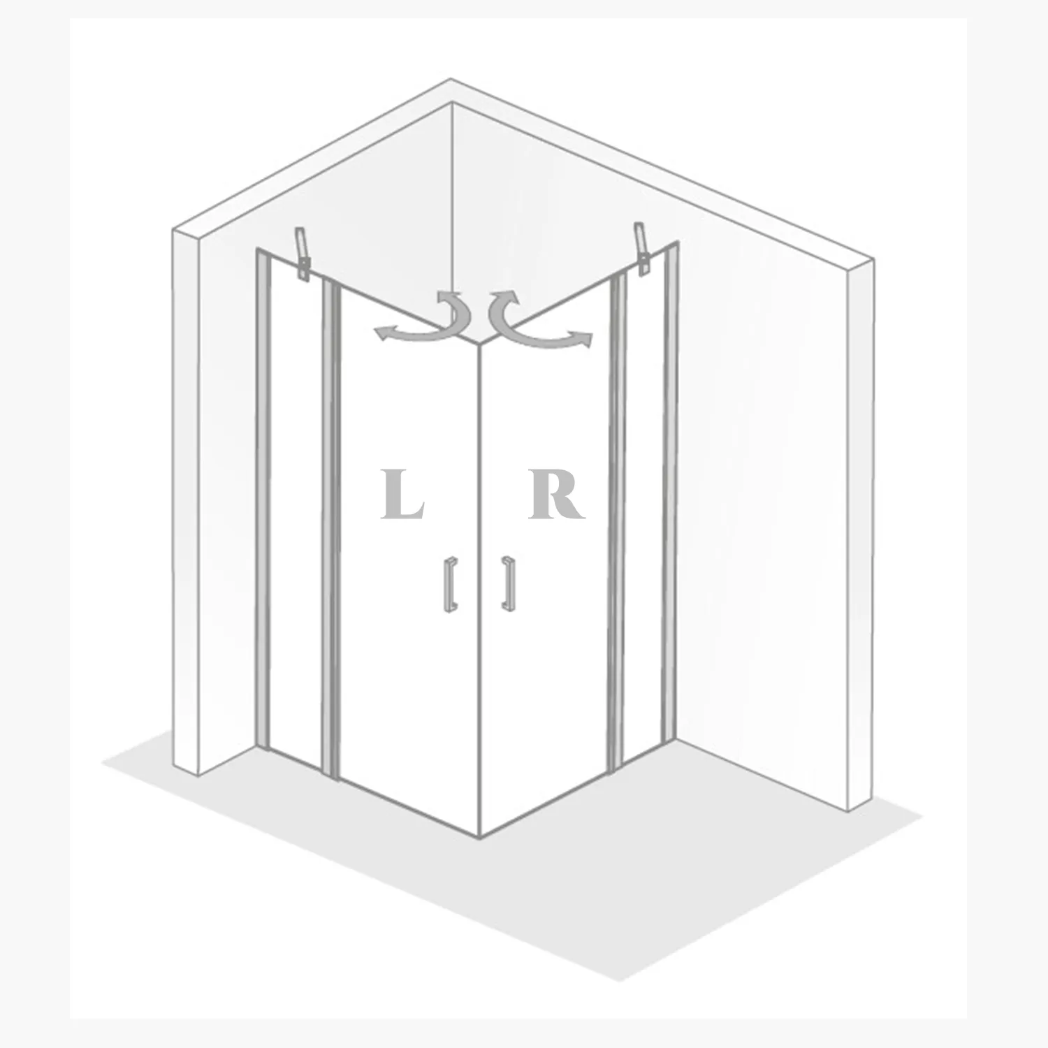 HSK Favorit Nova Eckeinstieg 4-tlg Pendeltür 100 x 100 cm Chrom-optik-Linea 02-mit Edelglasbeschichtung