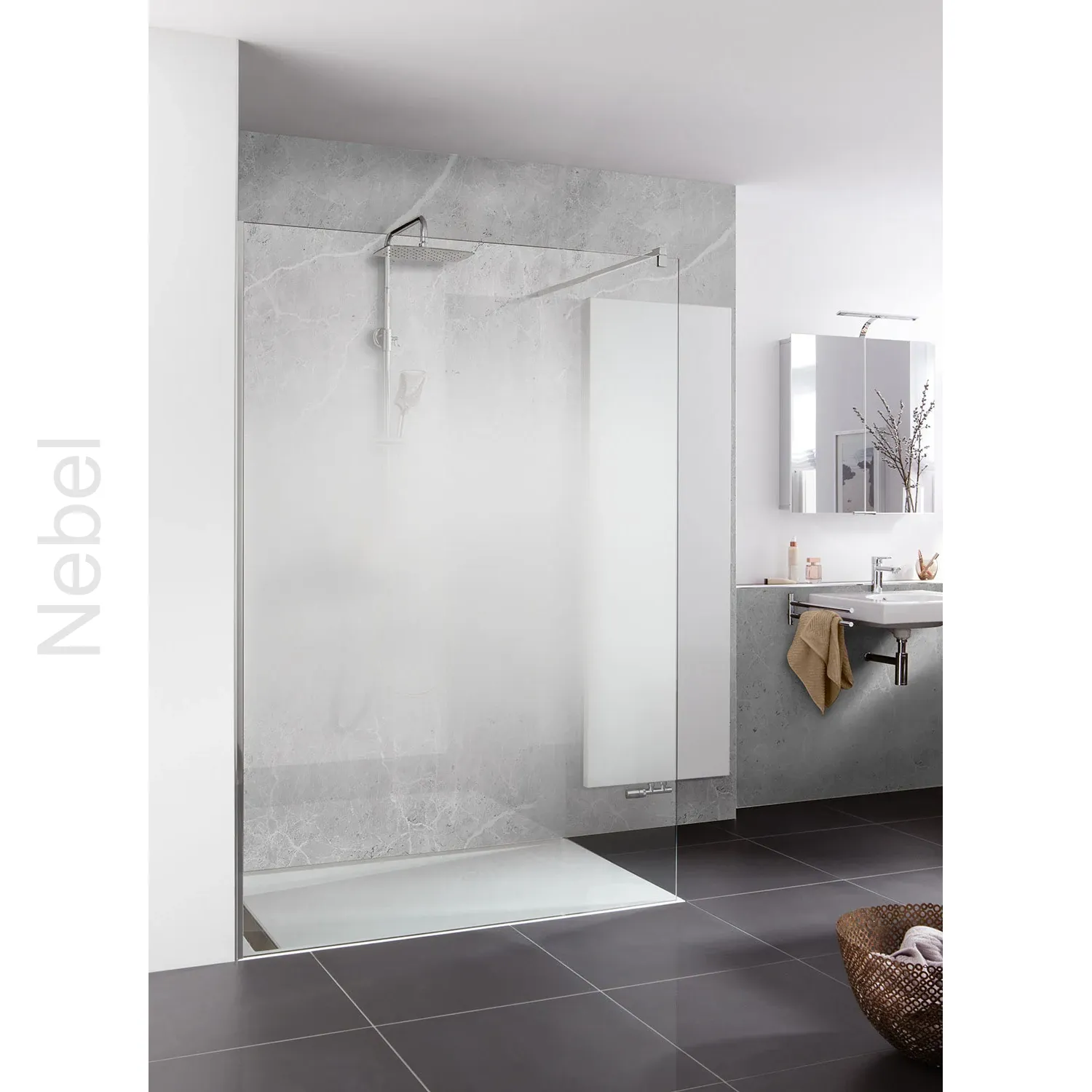 HSK Aperto PRO Pendeltür Nische-Breite 75cm-LA-Nebel-Chrom-Optik HSK Aperto PRO Pendeltür Nische-Breite 120cm-RA-TwinSeal-Nebel-Gunmetal gebürstet