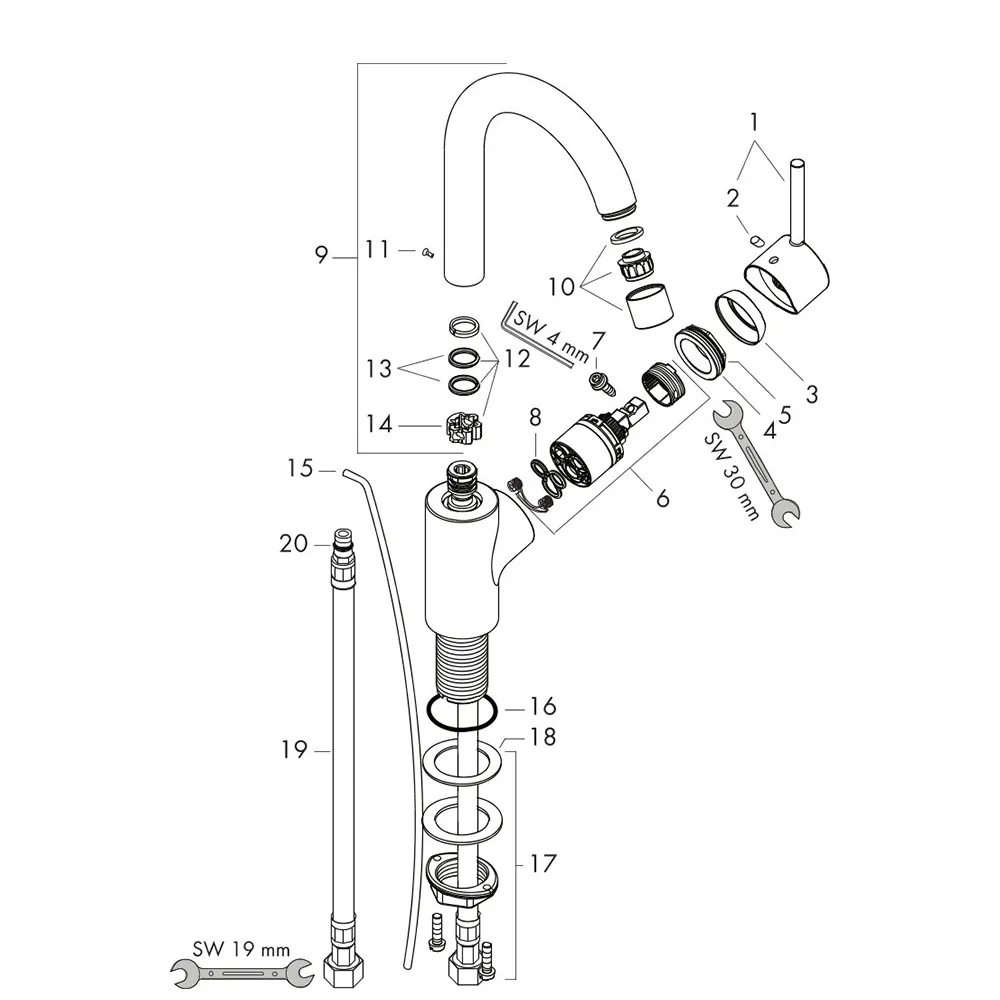 hansgrohe Waschtischmischer Talis S hoher Auslauf chrom hansgrohe Waschtischmischer Talis S hoher Auslauf chrom
