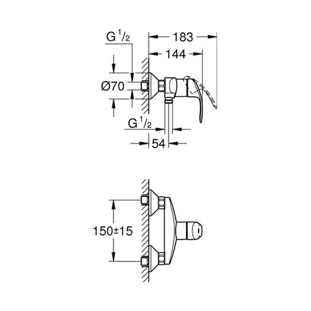 GROHE Eurosmart Einhand-Brausebatterie ohne Brausegarnitur verchromt GROHE Eurosmart Einhand-Brausebatterie ohne Brausegarnitur verchromt