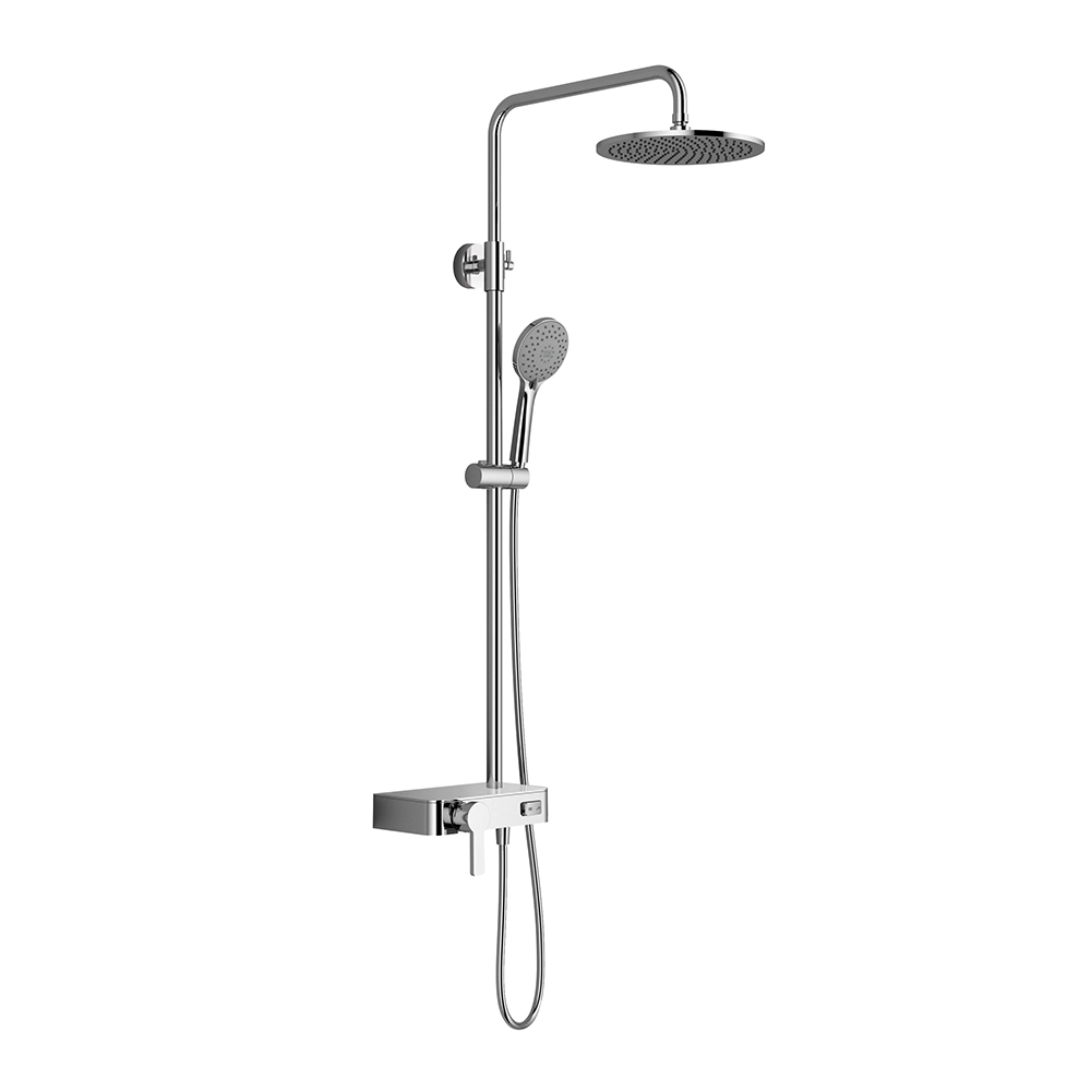 HSK RS 200 AquaSwitch Mix Duschsystem-Kopfbrause flach ø 300 mm-Ablage schwarz-Designhandbrause Rund