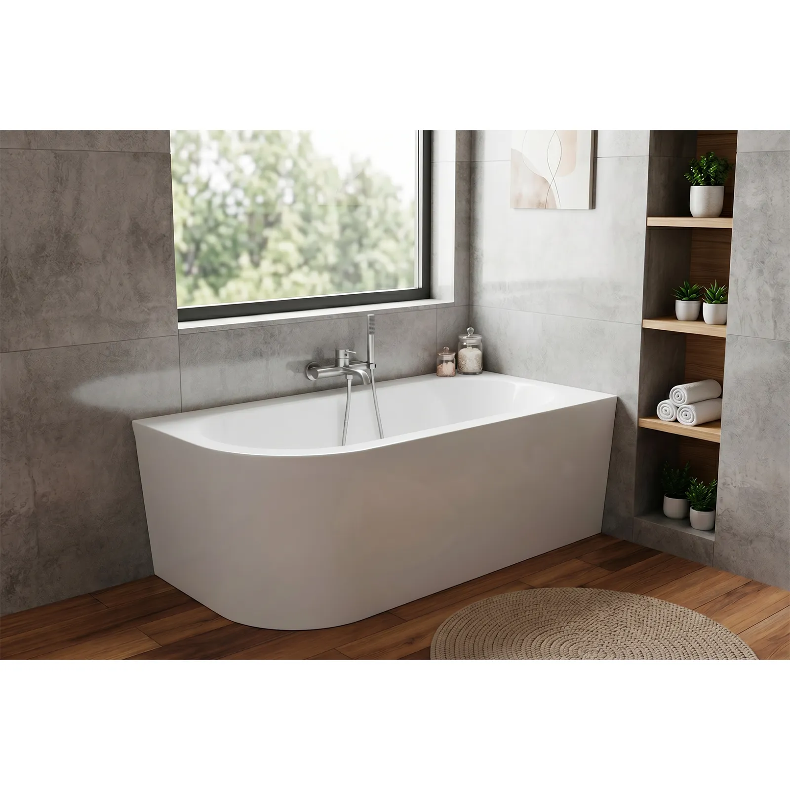 Schröder Eck-Vorwandbadewanne Charly VR-Weiß- 170 x 80 x 45/60 cm