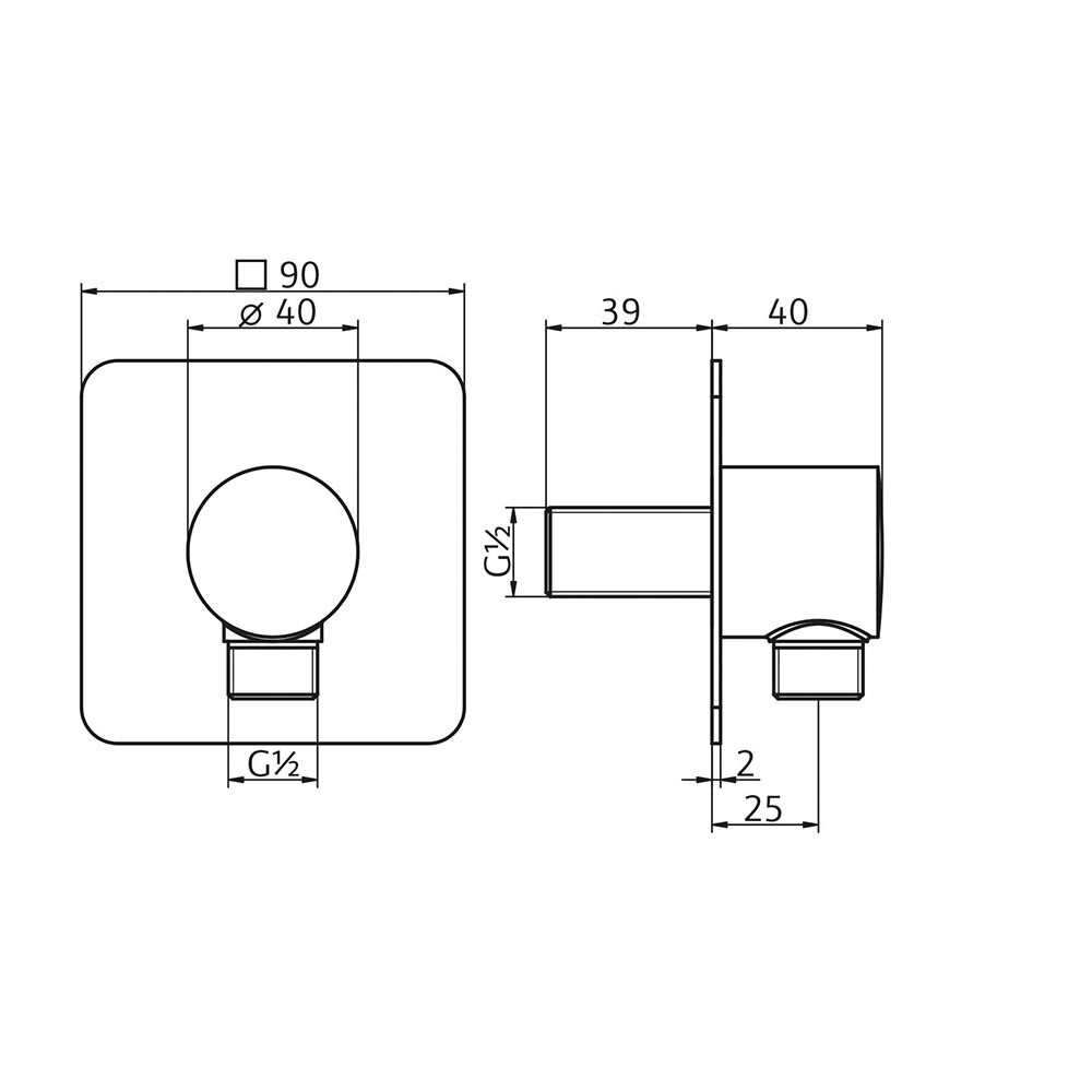 HSK Wandanschlussbogen Softcube HSK-Softcube-Wandanschlussbogen-Modernes-Design-Qualität-Artikelnummer-1180013-Skizze