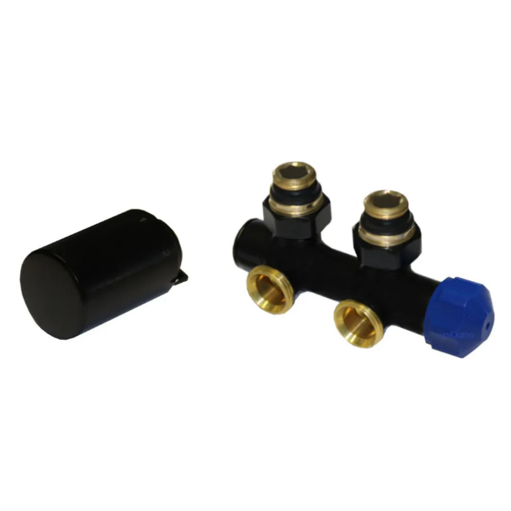 HSK Multiblock Anschluss-Set inkl. Design Thermostatregler - Eckform - Chrom oder schwarz-matt
