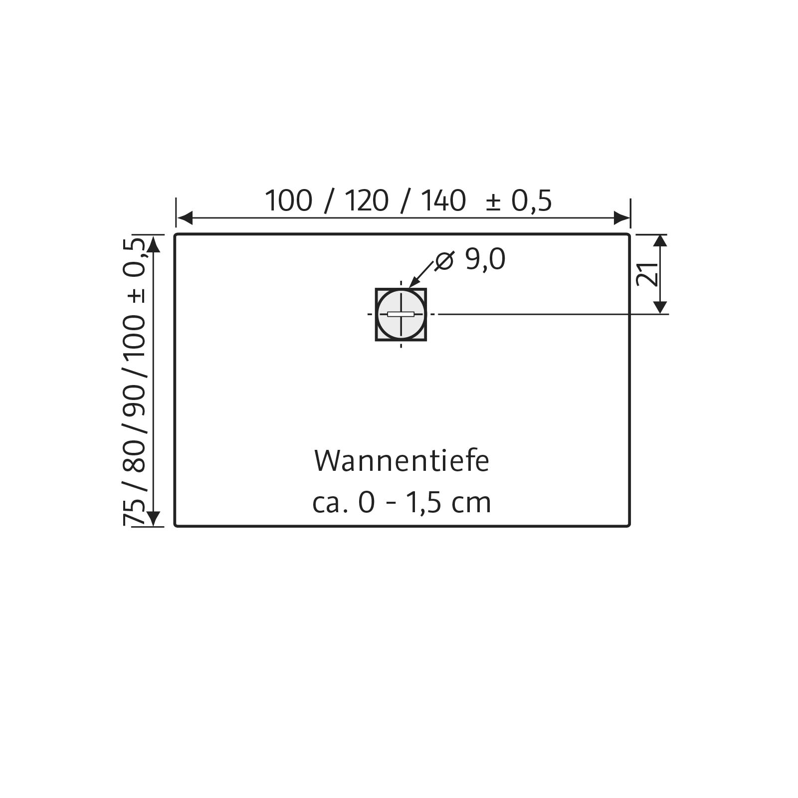 HSK Marmor-Polymer Rechteck Duschwanne Steinoptik 75 x 140 cm-weiß-mit AntiSlip-Beschichtung