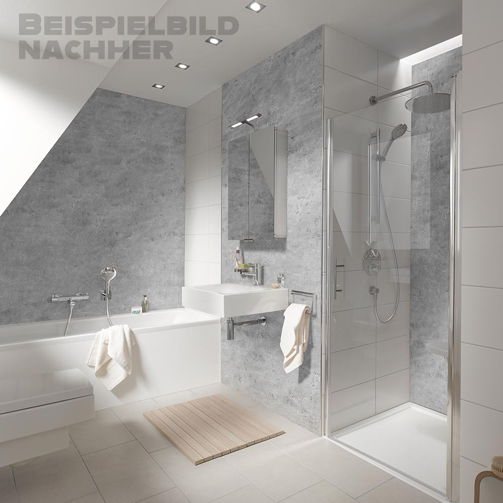 HSK RenoDeco Wandverkleidung | Designplatten | Seidenmatt-Oberfläche 100 x 255 cm Naturstein,Marmor, Carrara-Schwarz (829)