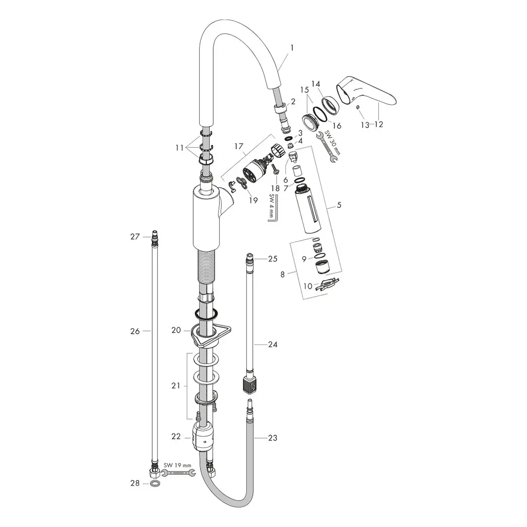 hansgrohe Spültischmischer 240 Focus M41 Ausziehbrause 2jet hansgrohe Spültischmischer 240 Focus M41 Ausziehbrause 2jet