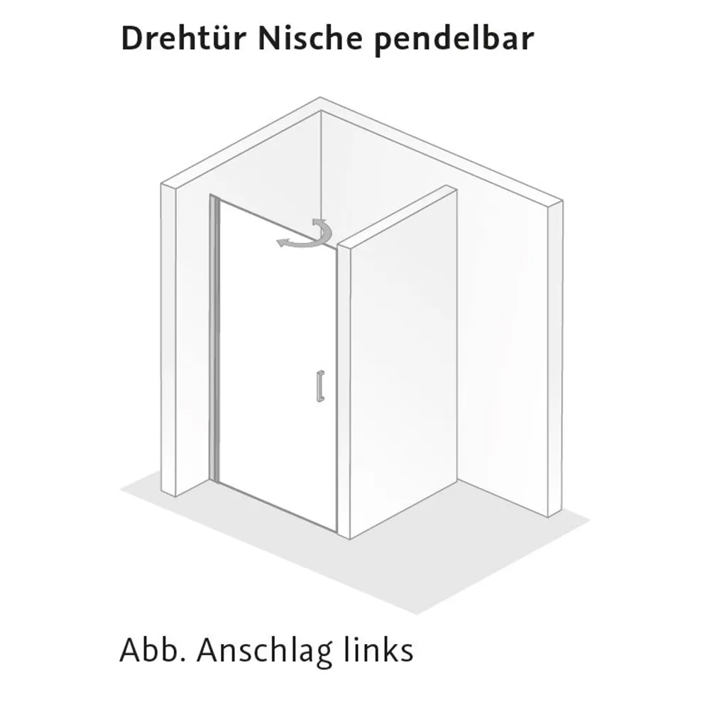 HSK Favorit Nova Drehtür Pendeltür für Nische 75x195cm Alu Silber-matt-Linea 01-Linksanschlag