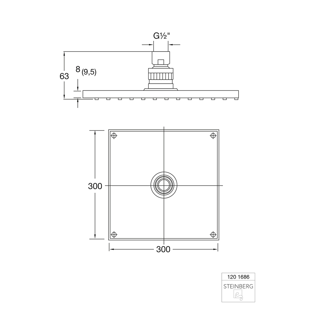 Steinberg Serie 120 Regenbrause 300 x 300 x 8 mm Chrom Steinberg Serie 120 Regenbrause 300 x 300 x 8 mm Chrom