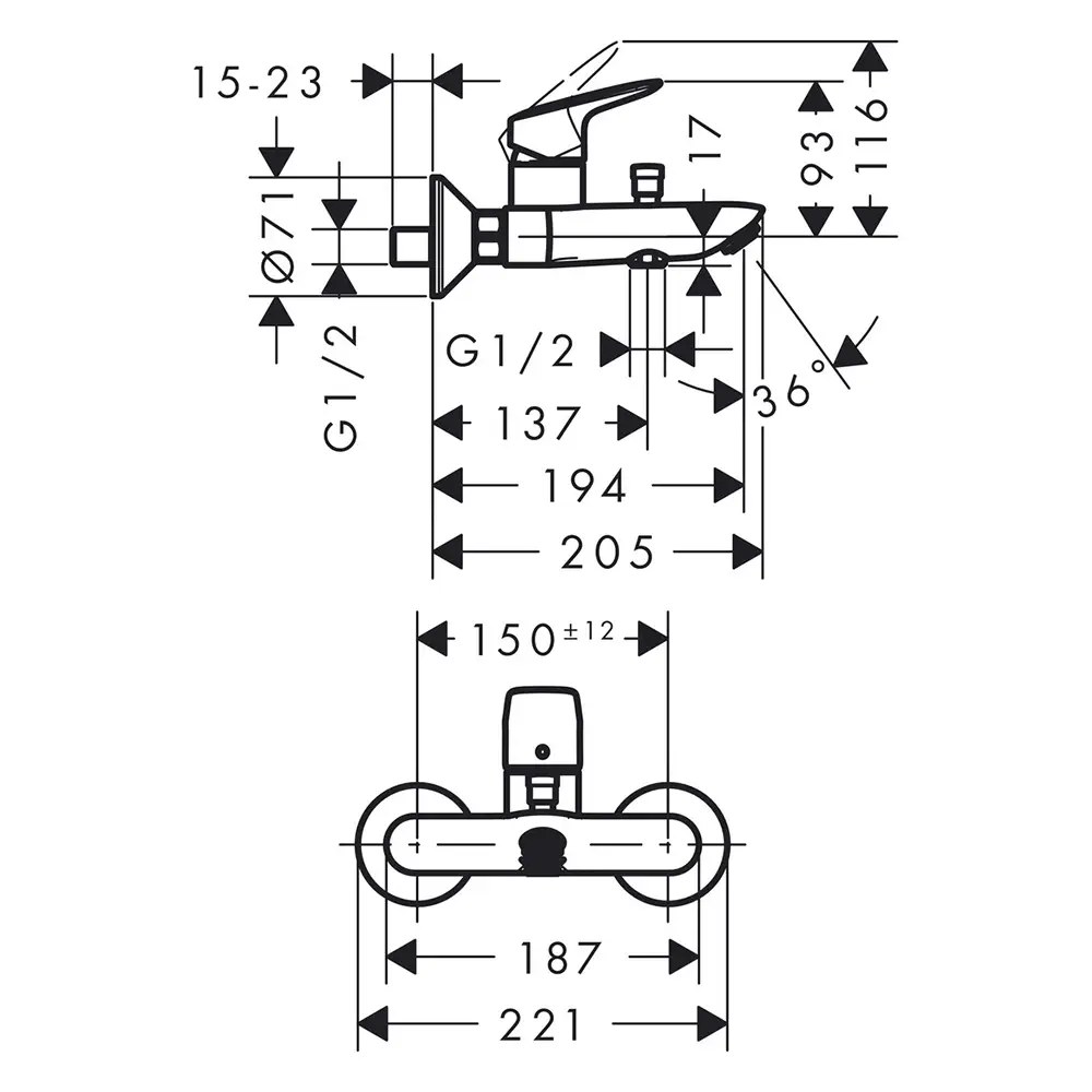 hansgrohe Wannenmischer Logis Aufputz hansgrohe Wannenmischer Logis Aufputz