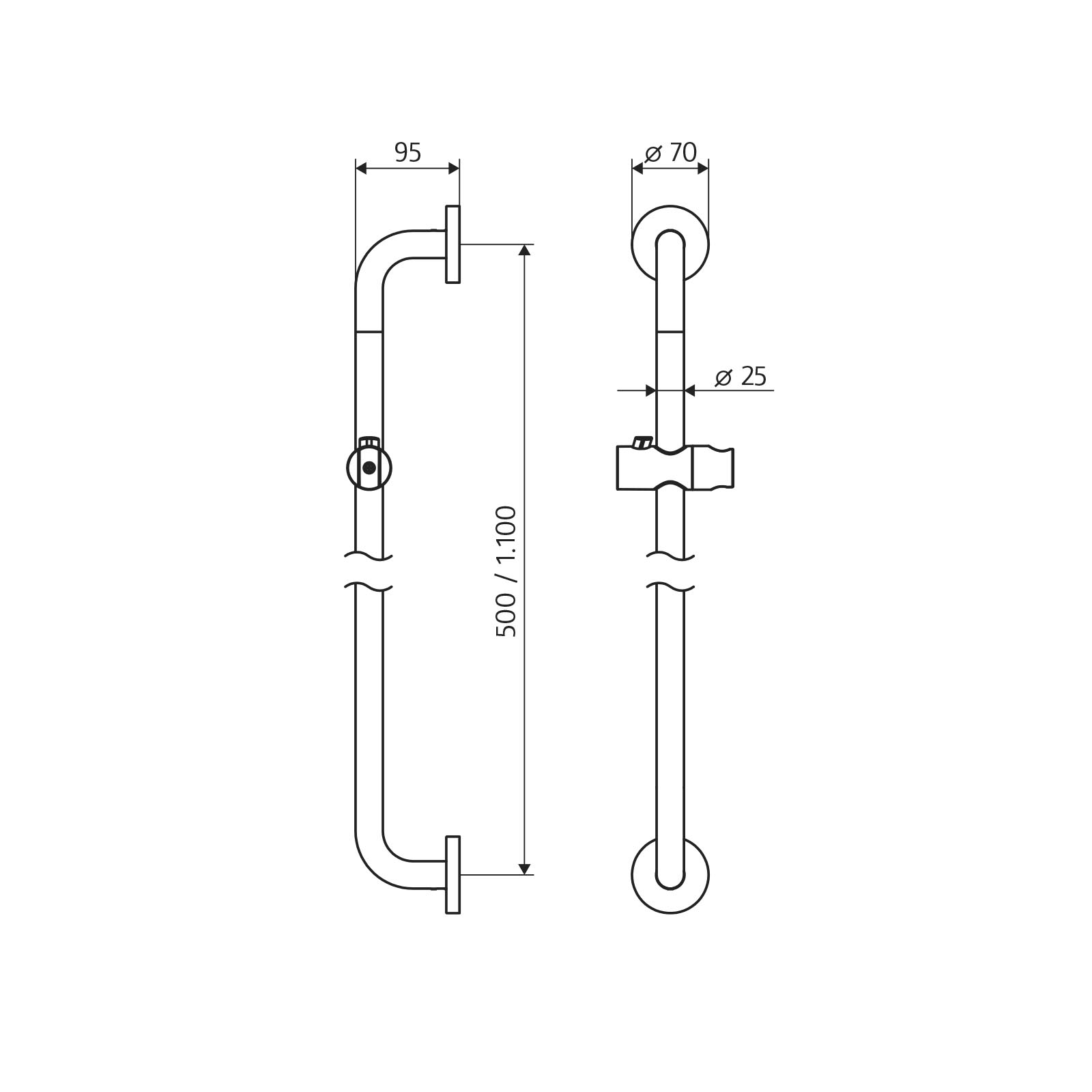 HSK Solida Stützgriff - gerade - Länge: 500mm HSK Solida Stützgriff - gerade - Länge: 500mm