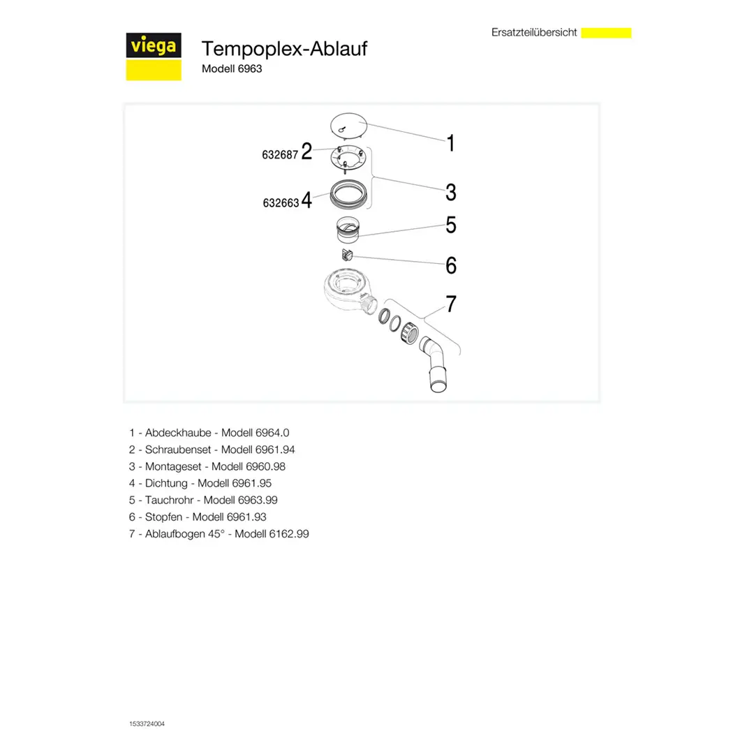 Viega Tempoplex Ablaufgarnitur 6963 Viega Tempoplex Ablaufgarnitur 6963