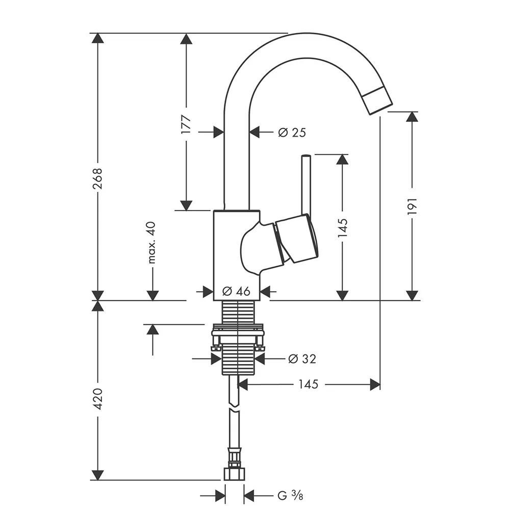 hansgrohe Waschtischmischer Talis S hoher Auslauf chrom hansgrohe Waschtischmischer Talis S hoher Auslauf chrom